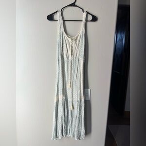 Olivaceous Boho Prairie Midi Dress Lace Button Tassel Cottagecore M Resortwear